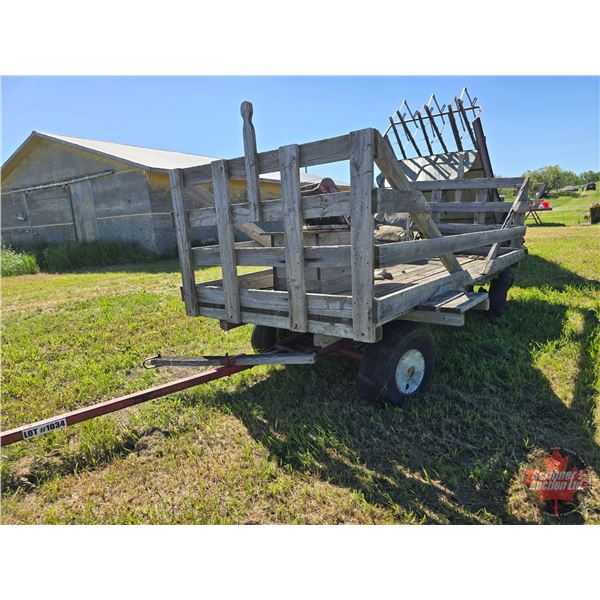 Vintage Hay / Bundle Wagon : Rubber Tire (Platform Measures: 6-1/2ft x 14ft) (Note: Tires Flat)