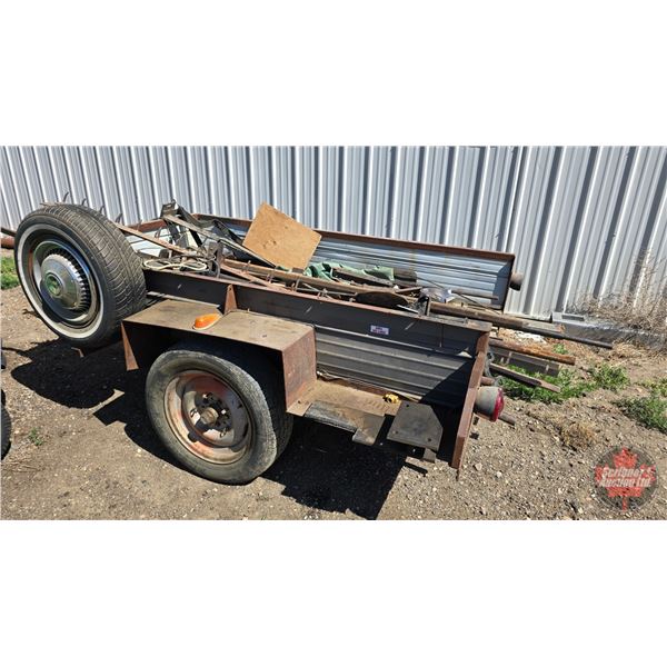 Home Built Utility Trailer c/w Metal Cut-Offs and Pipe/Tubing etc. (Cargo Box Measures 46"W x 84"L)