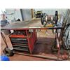 Image 2 : Custom Built Movable Metal-Top Work Bench (Bench Measures 44"H x 72"W x 36"D) (c/w : Tool Chests (2)