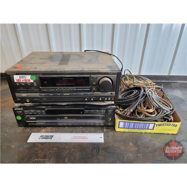 Stereo System w/ Assortment of Cables Incl: Sony 5 Disc CD Player, etc.