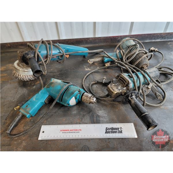 Makita Combo (4) : Angle Grinders (2) & Drill & Electric Impact