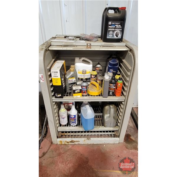 Roll Top Service Station Cabinet (Poly) with Contents (Antifreeze; Washer Fluid; Rad Flush; etc!) (M