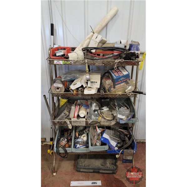 Free Standing Metal Shelving Unit (4 shelves) with CONTENTS!
