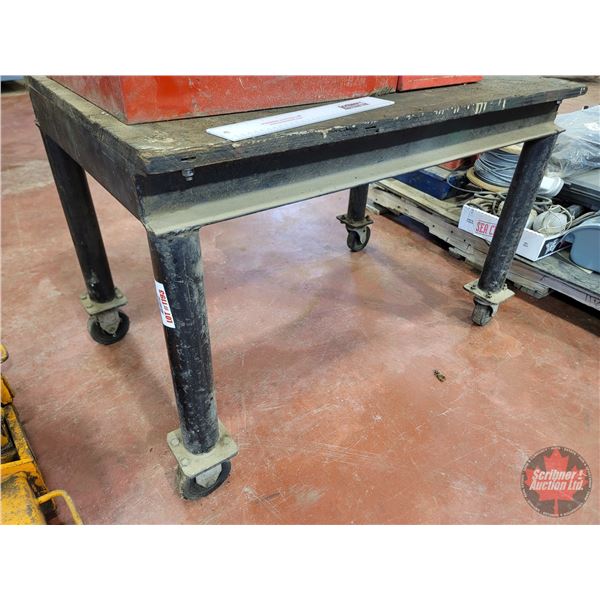 Rolling Metal Table (25"H x 36"W x 24"D)
