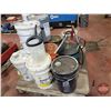Image 3 : Pallet Lot ~ Partial Pails of Gear Oil; Transmission Lubricant with (2) Pail Pumps & Oil Measuring J