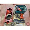 Image 1 : Pallet Lot: Hydraulic Rams; PTO's; Oil Drain Pan; Funnels; etc