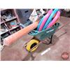 Image 1 : Wheel Barrow with Contents : Weed Sprayer; Snow Fence; Hose; Pool Noodles