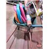 Image 2 : Wheel Barrow with Contents : Weed Sprayer; Snow Fence; Hose; Pool Noodles