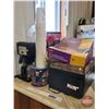 Image 1 : Coffee Room/Office Grouping: Adding Machines; Bunn Coffee Maker; Canon Printer; Envelopes; Coffee