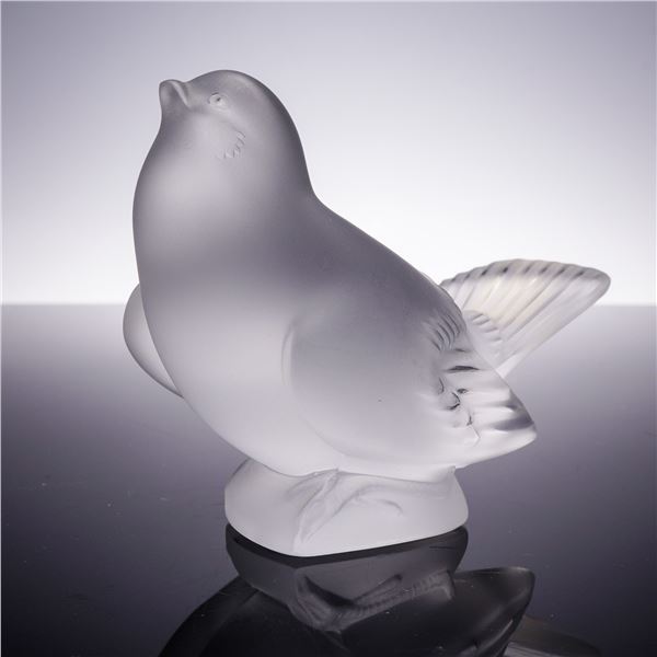 Lalique Crystal Figurine, Sparrow Head Up