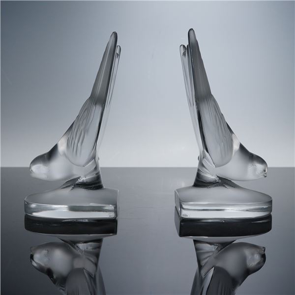 Pair of Lalique Sparrow Bookends