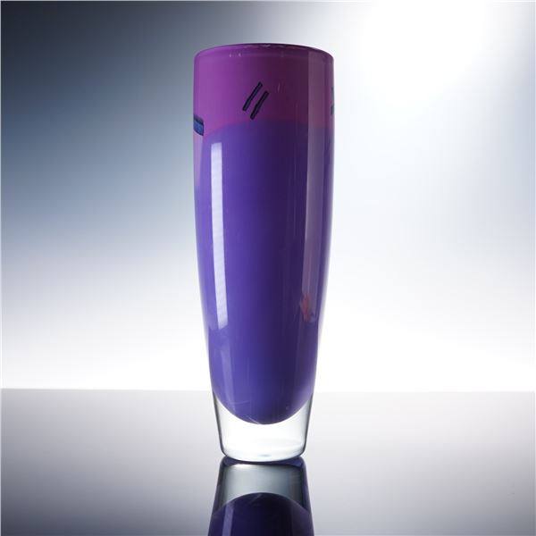 Magdanz Shapiro Glass Vase, Signed Purple Art Glass
