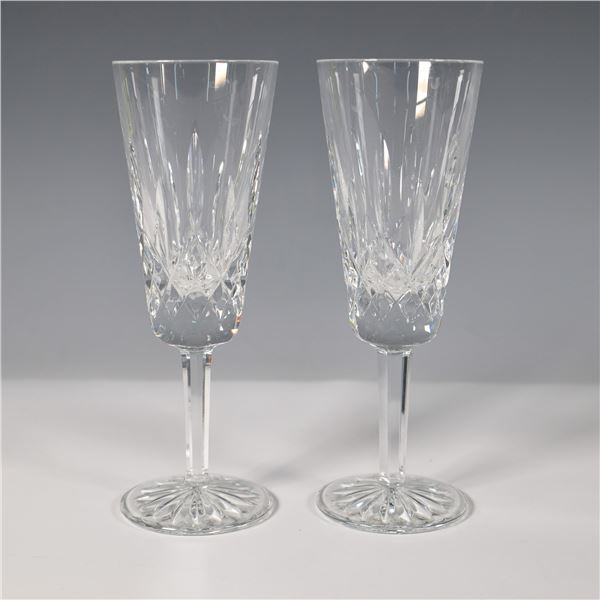 2pc Waterford Crystal Lismore Champagne Flutes