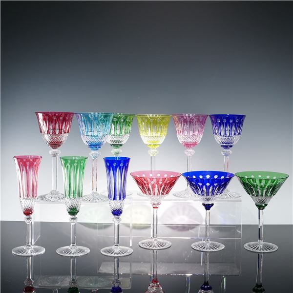 12pc Saint-Louis Crystal Colorful Stemware, Tommy
