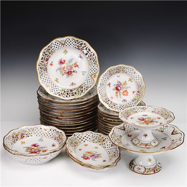 34pc Schumann Arzberg Bavaria Reticulated Porcelain Dinnerware Set