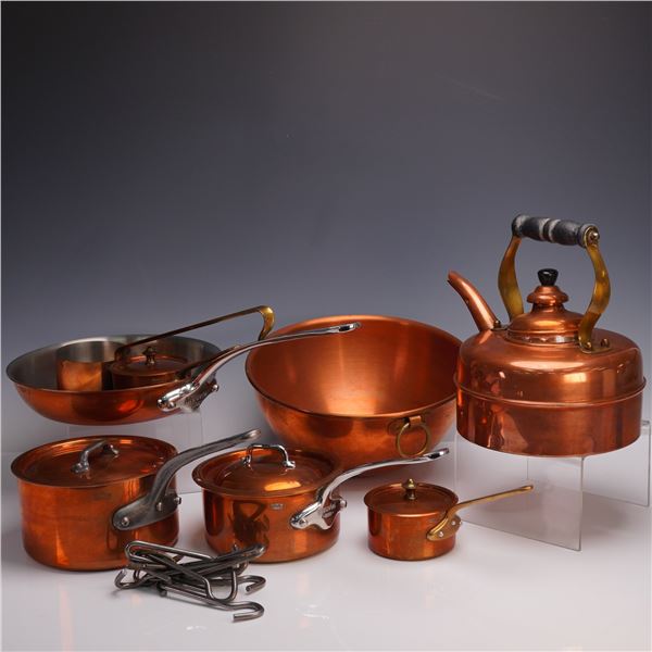 14pc Mauviel France Copper Cookware Set - Pots, Pans, Teapot & Bowl