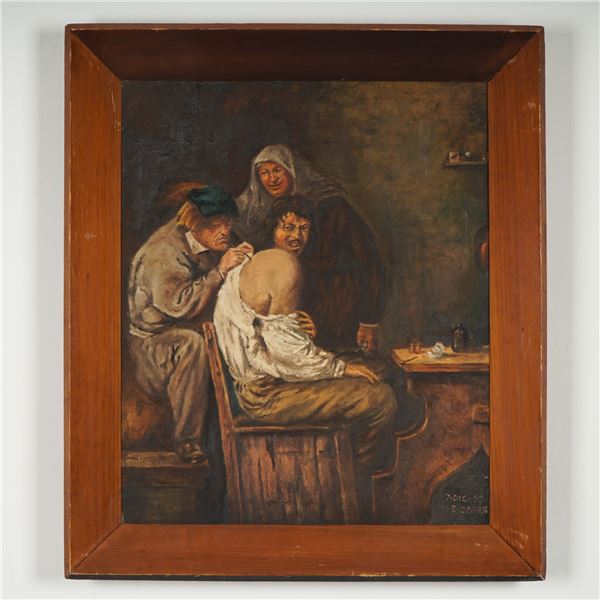 E. Cohen, Oil on Canvas, The Back Operation, Signed and Dated