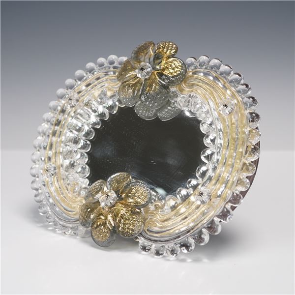 Murano Beaded Glass Floral Table Mirror