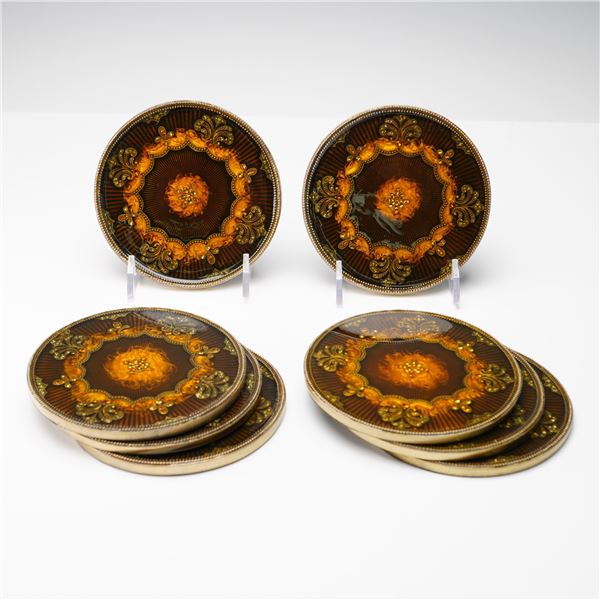 8pc Jay Strongwater Jeweled Enamel Coasters