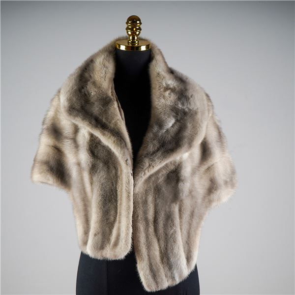 Vintage Silver Grey Mink Fur Stole by Cronie Furriers
