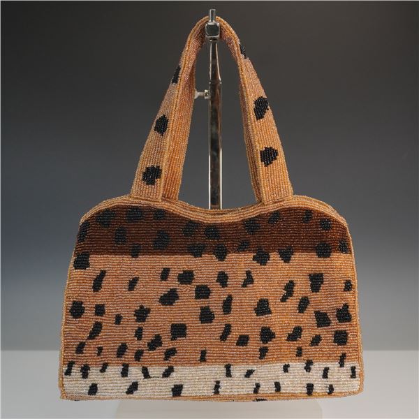 Beaded Animal Print Evening Bag