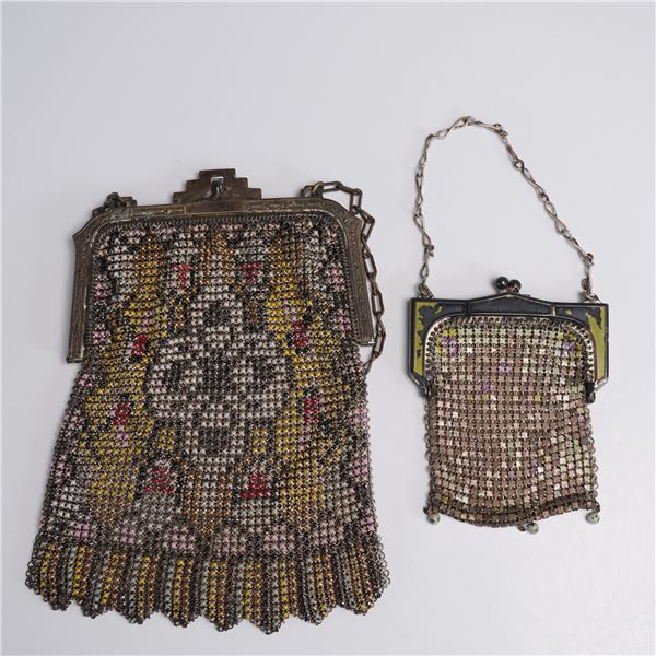 2pc Art Deco Metal Mesh Coin Purses