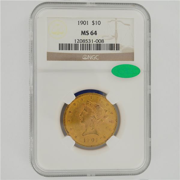 1901 NGC MS 64 Graded Liberty Head $10 Gold Coin