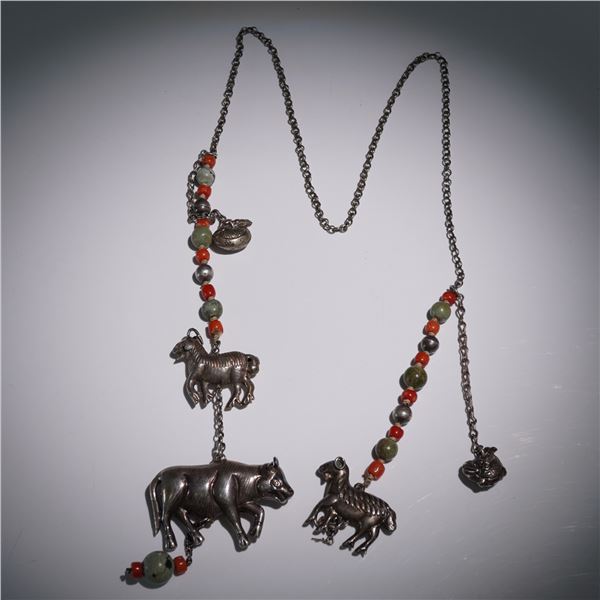 Beaded Strand with Animal Charms and Mixed Stone Accents