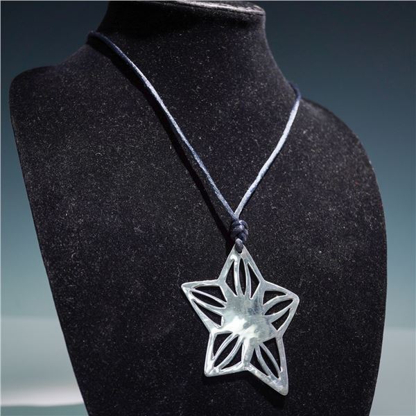 Sterling Silver Star Pendant, Signed LIZ and Dated 2000