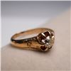 Image 1 : Antique 18K Gold Solitaire Ring with Diamond and Engraved Band