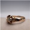 Image 2 : Antique 18K Gold Solitaire Ring with Diamond and Engraved Band
