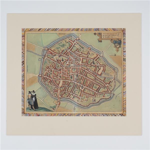 Braun & Hogenberg, Antique Hand-Colored Map of Dovay France