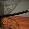 Image 3 : Mediterranean Style Glass Top Dining Table with Gilded Iron Scrollwork Base