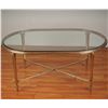 Image 1 : Hollywood Regency Style Oval Glass Cocktail Table w/ Gilt Iron Base