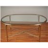 Image 3 : Hollywood Regency Style Oval Glass Cocktail Table w/ Gilt Iron Base
