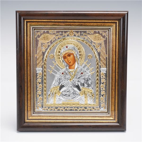 Byzantine Style Orthodox Icon of the Virgin Softener of Evil Hearts