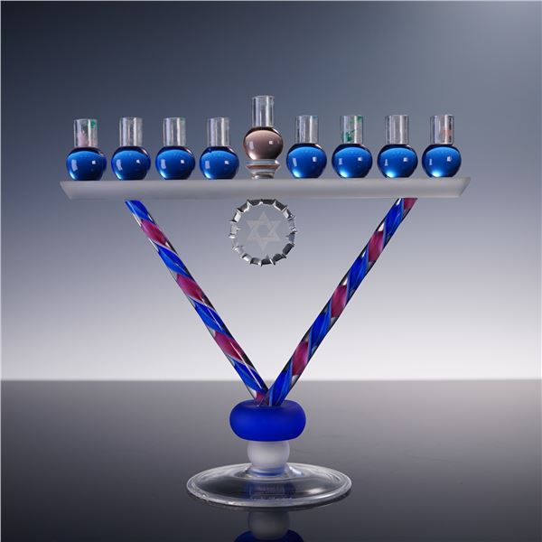 Judaica Santi Murano Glass Menorah
