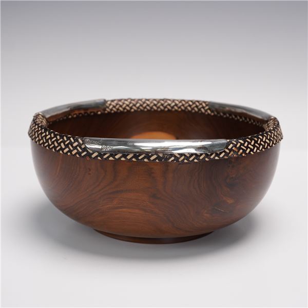 Argenta 925 Sterling Silver Rimmed Wooden Bowl