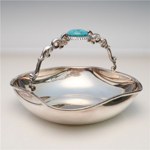 Camusso Sterling Silver Basket with Turquoise