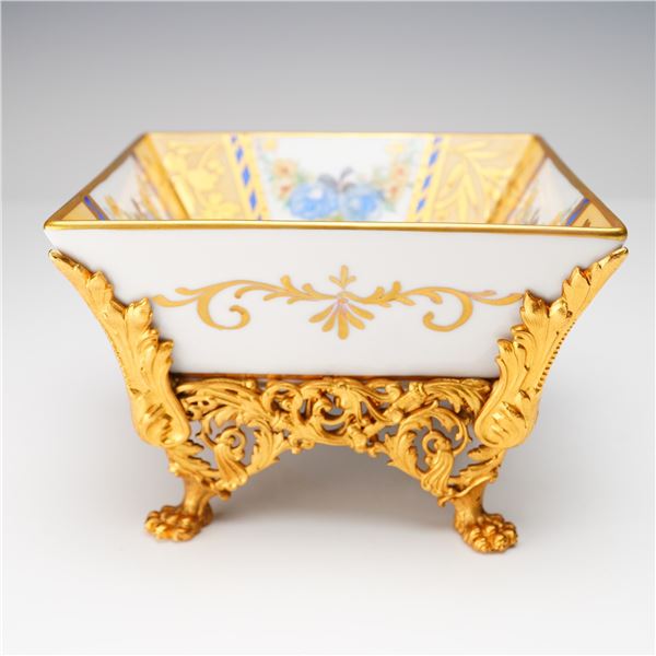 Limoges Porcelain Bowl with Gilt Ormolu Stand