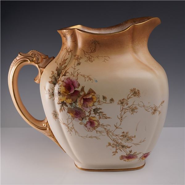 Doulton Burslem Water Jug with Floral Gilt Design