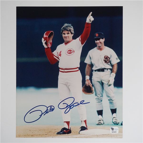Pete Rose Signed Baseball Photo Global Authenticators