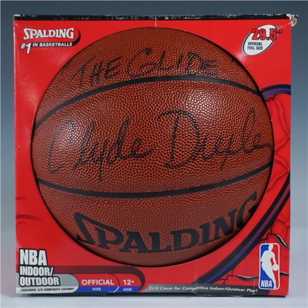 Spalding Basketball, Clyde Drexler Signed "The Glide"