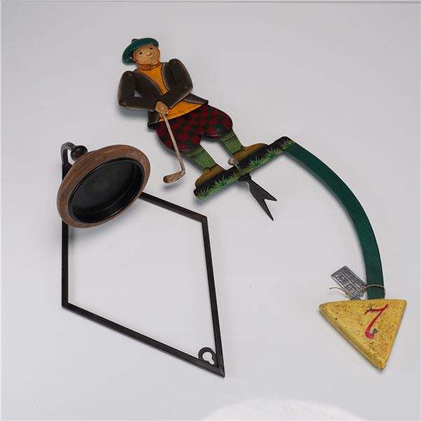 2pc Golfer Kinetic Balancing Sculpture & Wall-Mount Display Holder