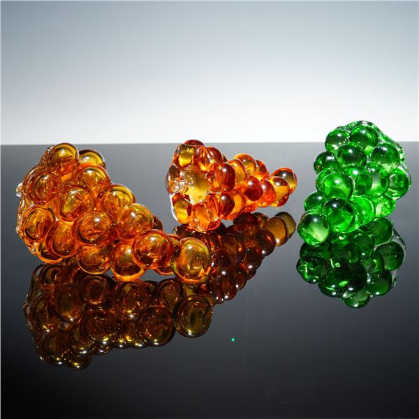3pc ICET Arte Murano, Hand-Blown Glass Grape Clusters