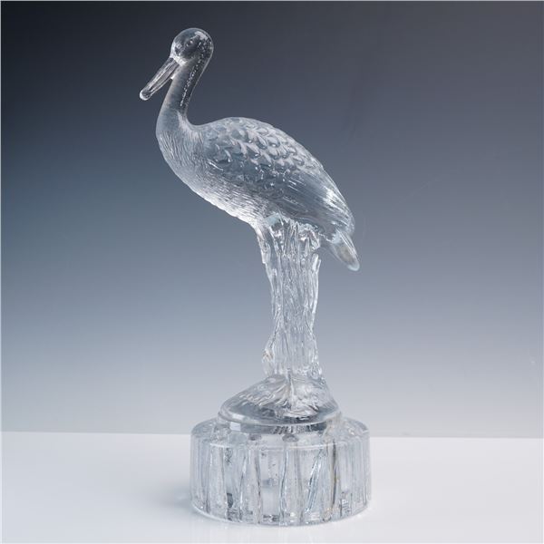 Cambridge Glass Flower Frog, Heron on Cut Base
