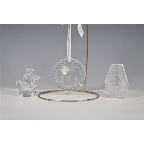 3pc Waterford Crystal Ornaments and Figurine