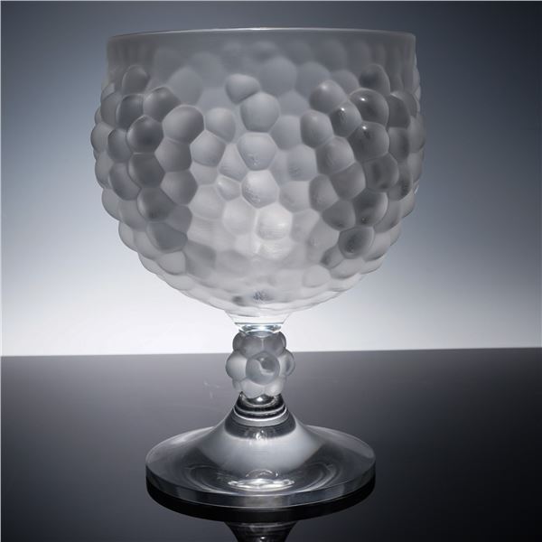 Lalique Crystal Pedestal Bowl Grape Cluster Motif