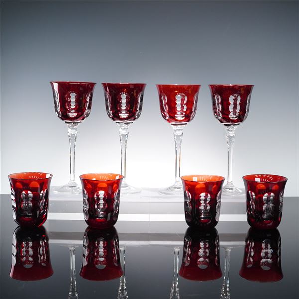 8pc Christofle Crystal Red Barware, Kawali