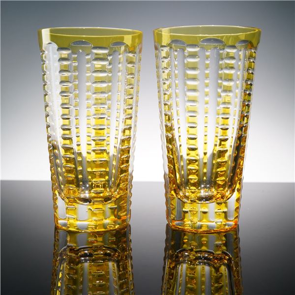 Pair of William Yeoward Yellow Cut Crystal Tumblers